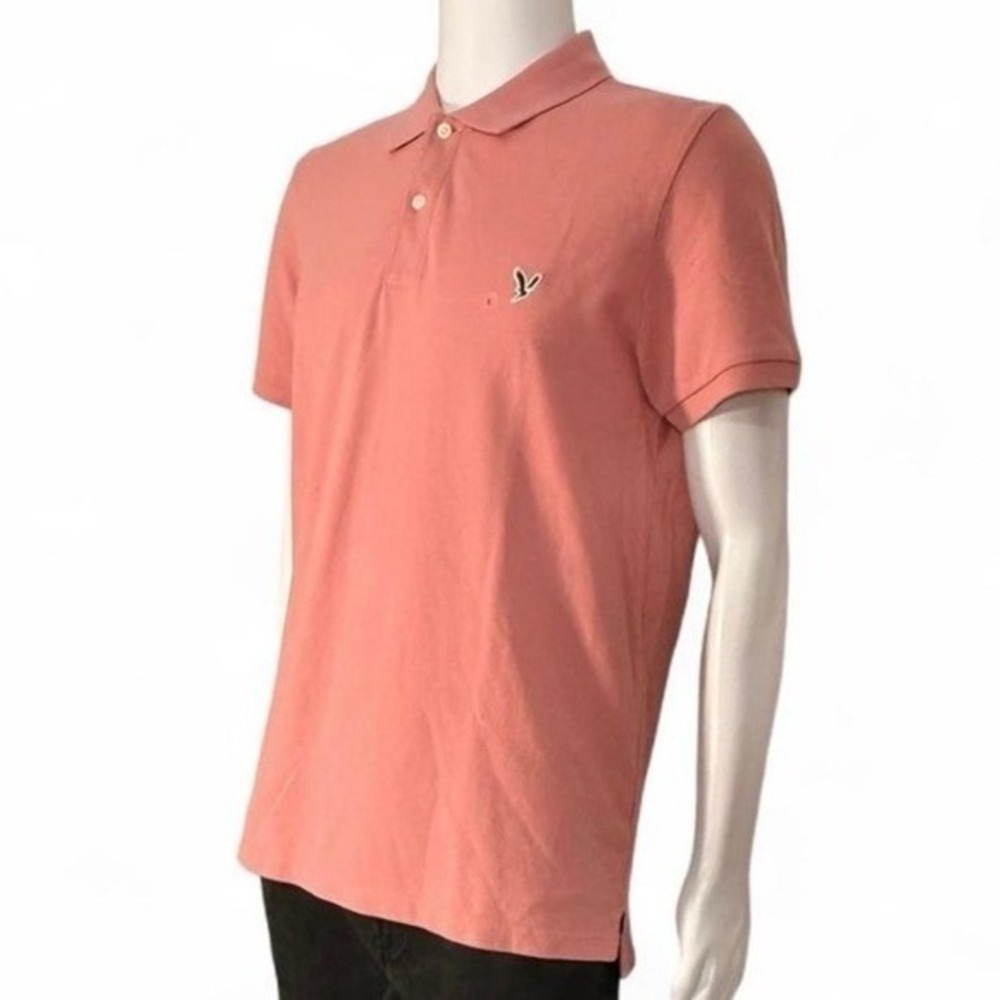 American Eagle Polo Shirt Mens Large Pink Excellent Slim Fit Short Sleeve Logo - Picture 3 of 6